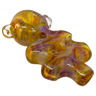 4.5" Dbl Amber Coil Pot Pipe Chakra Flat Body Deal Body Handpipe - [AM389]