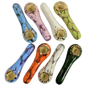 4" Ancient Creation Ceramic Spoon Hand Pipe - Assorted Colors [ACC3]