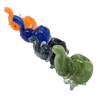 Assorted Mini Frit Elephant Hand Pipe - [AP13-1]