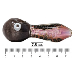 7.5" Silver Fumed 600g Snake Art Frit Head Heavy Hand Pipe - [BT03]