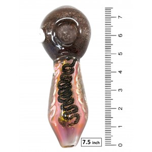 7.5" Silver Fumed 600g Snake Art Frit Head Heavy Hand Pipe - [BT03]