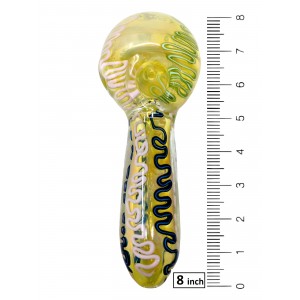 8" Silver Fumed Swirl Art 400g Heavy Hand Pipe - [BT07]