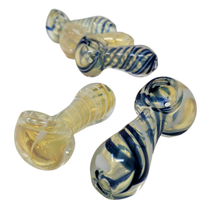 3" Silver Fumed Art Heavy Peanut Hand Pipe - (Pack of 5) [DJ473]