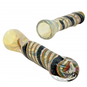 3" Silver Fumed Rasta Galaxy Ribbon Flat Mouth Chillum Hand Pipe - (Pack of 5) [DJ507]