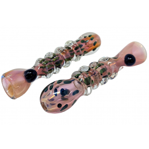 3" Rose Gold Fumed Polka Dot Multi Rim Chillum Hand Pipe - (Pack of 2) [GWRKP128]