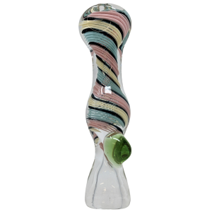 3" Inner Swirl Ribbon Bubble Body Chillum Hand Pipe - (Pack of 3) [RCH62]