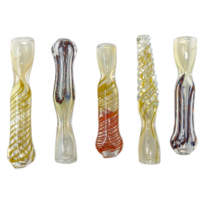 3.5" Assorted Design Gold Fumed Chillum Hand Pipe - (Pack of 5) [RJA7]