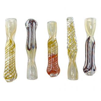 3.5" Assorted Design Gold Fumed Chillum Hand Pipe - (Pack of 5) [RJA7]