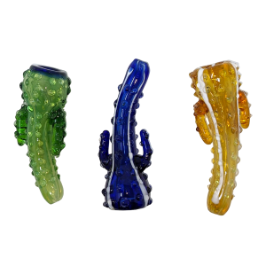 3.5" Assorted Dot Cactus Chillum Hand Pipe - (Pack of 5) [RJA9]