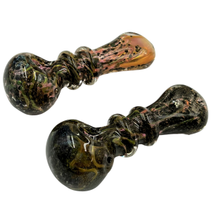 5" Gold Fumed  & Frit Art Double Rim Hand Pipe - (Pack of 2) [RKP238]