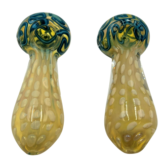 4" Heavy Silver Fumed Dot Art Hand Pipe - (Pack of 2) [RKP240]