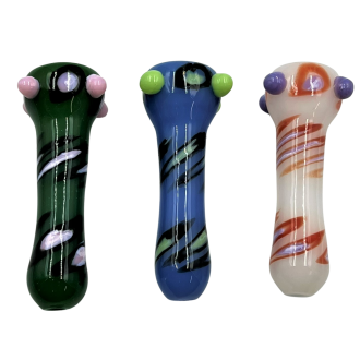 3" Stretched Slyme Polka Dot Big Bowl Chillum Hand Pipe - (Pack of 2) [RKP246]