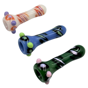 3" Stretched Slyme Polka Dot Big Bowl Chillum Hand Pipe - (Pack of 2) [RKP246]