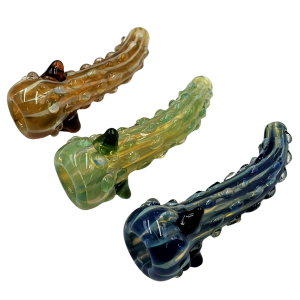 3" Multi Marble Curvy Cactus Chillum Hand Pipe - (Pack of 2) [RKP247]