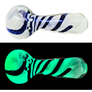 4" Dichro & Glow In The Dark Frit Art Hand Pipe [DJ526]