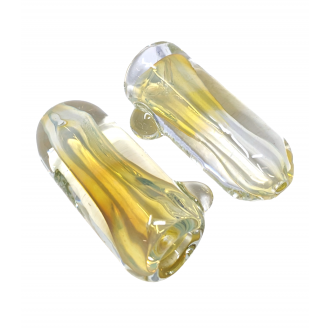 Silver Fumed Thick Glass Chillum Hand Pipe - (Pack of 2) [DJ537]