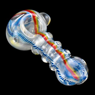 4" Gold Fumed Rasta Art Flat Mouth Hand Pipe - 2 Pack