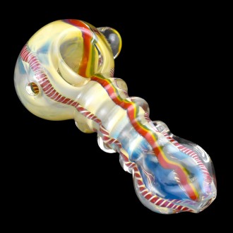 4" Gold Fumed Rasta Art Flat Mouth Hand Pipe - 2 Pack