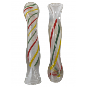 Glow In The Dark Frit Rasta Rope Chillum Hand Pipe - (Pack of 2) [DJ419]