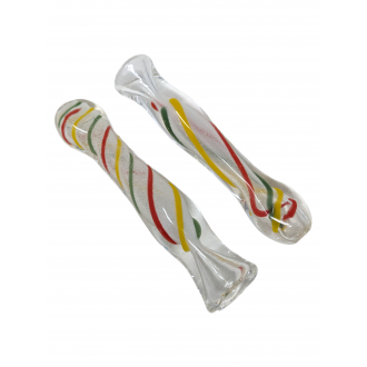 Glow In The Dark Frit Rasta Rope Chillum Hand Pipe - (Pack of 2) [DJ419]