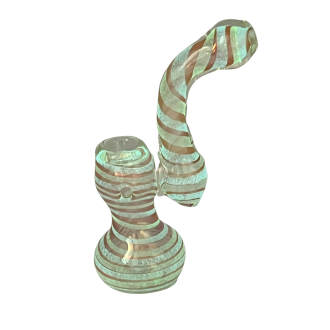 5.5" Glow In Dark Frit Striped Bubbler Hand Pipe - [DJ496]