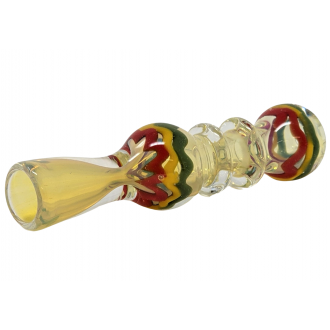 3" Silver Fumed Rasta Zig Zag Double Rim Chillum Hand Pipe - (Pack of 5) [DJ504]