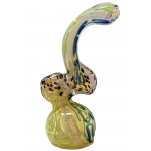 6.5" Silver Fumed Swirl Line & Dot Bubbler Hand Pipe - [DJ510]