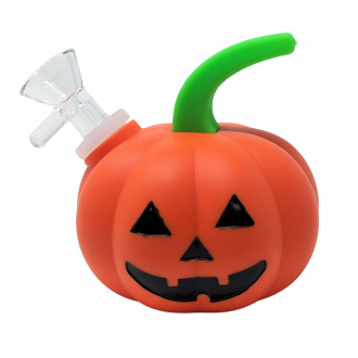 Silicone Pumpkin Smiley Face W/ Glass Bowl Water Pipe [GW9743]