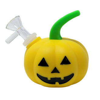 Silicone Pumpkin Smiley Face W/ Glass Bowl Water Pipe [GW9743]