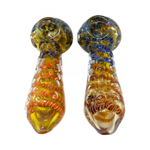 5" Gold Fumed Dye Art Inside Out Art Hand Pipe (Pack of 2) - [GWST0064]