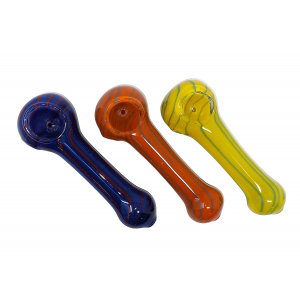 4.5" 80g multi-color line round Mouth Frit Pipe "Assorted Color"