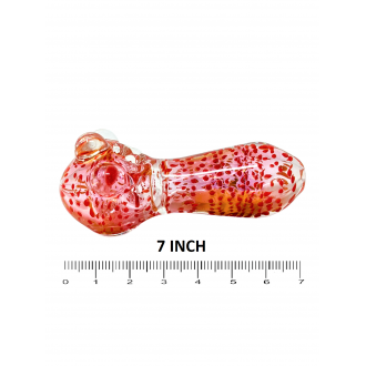 7" Gold Fumed Dot Art Jumbo Heavy Hand Pipe - [KP22]