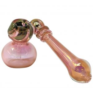 7" Gold Fumed Bubble Mouth Side Car Bubbler Hand Pipe - [MTS0003]