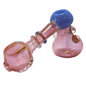 7" Gold Fumed Multi Marble Square Mouth Hammer Bubbler Hand Pipe - [MTS0004]