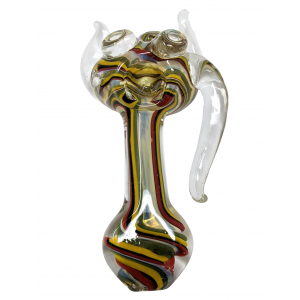 5" Spike Art Rasta & Silver Fumed Hand Pipe [MTS0005]