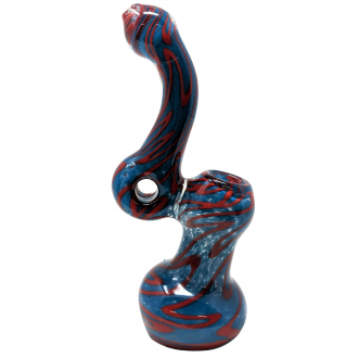 7" Frit Swirl Ribbon Donut Bubbler Hand Pipe - [MTS0012]