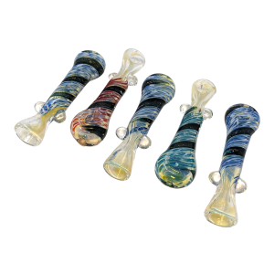 3.5" Silver Fumed Galaxy Spiral Ribbon Double Marble Chillum Hand Pipe - (Pack of 5) [RJA10]