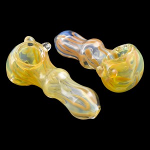 3.5" Swirl Art Gold Fumed Spoon Hand Pipe - 2pk