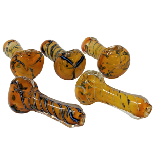 3" Heavy Gold Fumed Swirl Rod Art Hand Pipe - (Pack of 5) [RKB49]