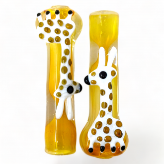 3.5" Gold Fumed Graceful Giraffe Art Chillum Hand Pipe - 2Ct [RKD17]