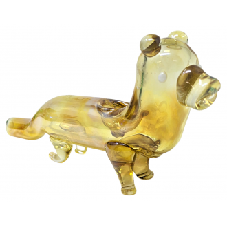 6.5" Gold Fumed Dog Animal Hand Pipe - [RKGS46]