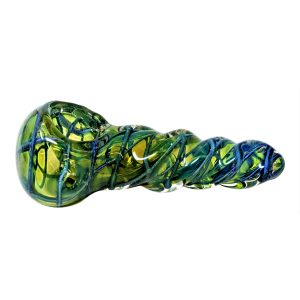 4" Twisted Rod Spiral Dicro Art Hand Pipe - [RKGS49]