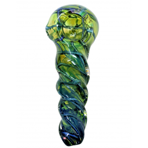 4" Twisted Rod Spiral Dicro Art Hand Pipe - [RKGS49]