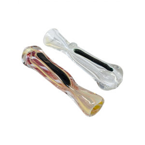 Silver Fumed Galaxy & Braid Stripe Twist Mouth Chillum Hand Pipe - (Pack of 2) [RKD1]