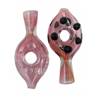 Gold Fumed Multi Marble Donut Chillum Hand Pipe - (Pack of 2) [RKP80]