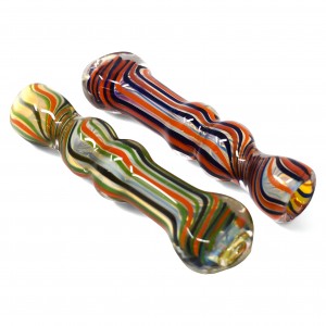 3.5" Fumed Glass Colorful Glass Chillum Hand Pipe (Pack of 5)