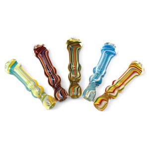 3.5" Fumed Glass Colorful Glass Chillum Hand Pipe (Pack of 5)