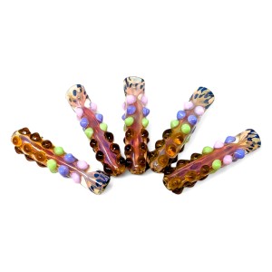 3.5" Gold Fumed Colorful Marbles & Polka Dot Chillum Hand Pipe (Pack Of 5)