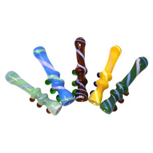 3.5" Slime Tube Twisted Line Art Chillum Hand Pipe (Pack of 5)