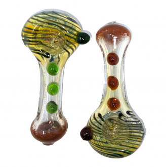 3.25" Frit & Marble Art With Silver Fumed Hand Pipe (Pack of 2) [SDK499]